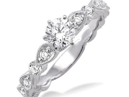 1 5 Ctw Diamond Semi-Mount Engagement Ring in 14K White Gold Supply