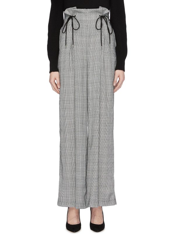 Hopes Up  houndstooth check plaid wide leg paperbag pants - C MEO COLLECTIVE - Multi-colour on Sale