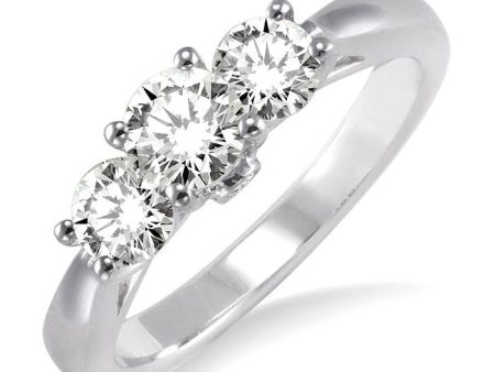 1 Ctw Diamond Engagement Ring with 3 8 Ct Round Cut Center Stone in 14K White Gold Online