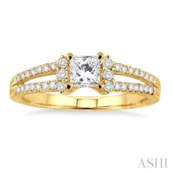 1 4 Ctw Round Cut Diamond Semi-Mount Engagement Ring in 14K Yellow Gold For Discount