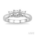 1 Ctw Diamond Engagement Ring with 3 8 Ct Princess Cut Center Stone in 14K White Gold Discount