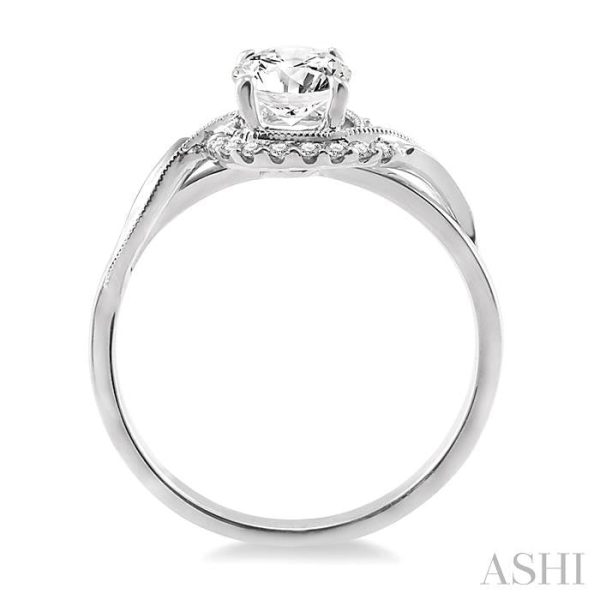 1 3 Ctw Diamond Engagement Ring with 1 5 Ct Round Cut Center Stone in 14K White Gold For Sale