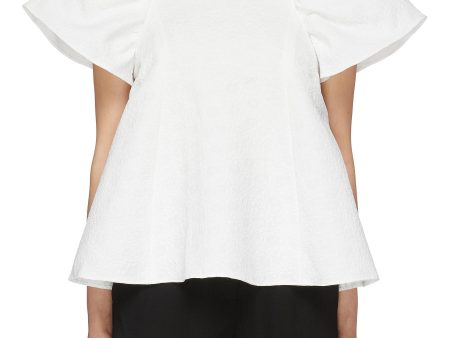 Flared sleeve ruffle neck top - SHUSHU TONG - White Hot on Sale