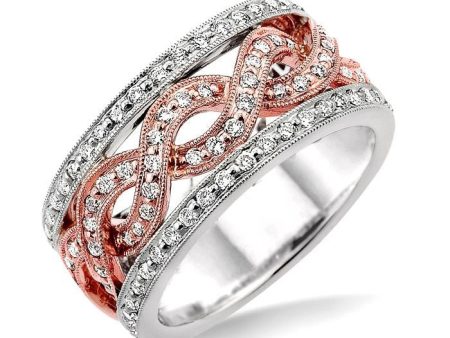 1 Ctw Diamond Fashion Ring in 14K White and Rose Gold on Sale