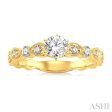 1 2 Ctw Diamond Engagement Ring with 1 4 Ct Round Cut Center Stone in 14K Yellow Gold Fashion