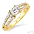 5 8 Ctw Diamond Engagement Ring with 1 3 Ct Princess Cut Center Stone in 14K Yellow Gold Hot on Sale