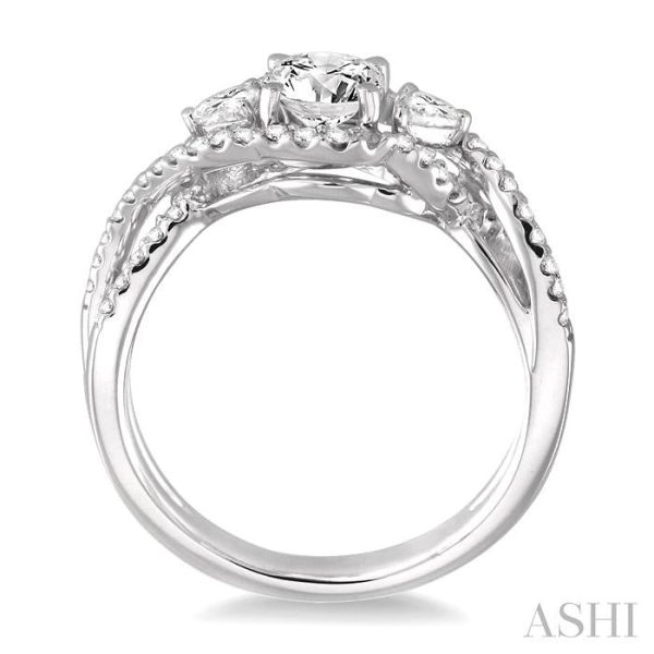 1 Ctw Diamond Engagement Ring with 5 8 Ct Round Cut Center Stone in 14K White Gold Supply