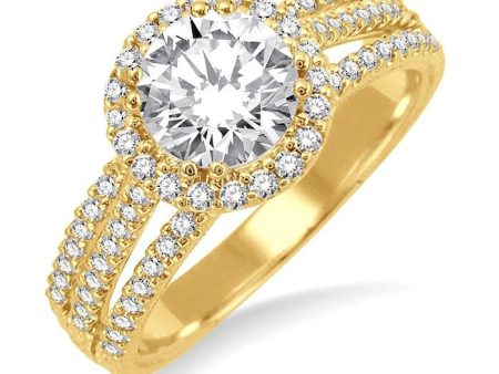 1 1 6 Ctw Diamond Engagement Ring with 5 8 Ct Round Cut Center Stone in 14K Yellow Gold Supply