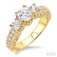 3 4 Ctw Diamond Semi-Mount Engagement Ring in 14K Yellow Gold Online Hot Sale