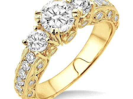 3 4 Ctw Diamond Semi-Mount Engagement Ring in 14K Yellow Gold Online Hot Sale