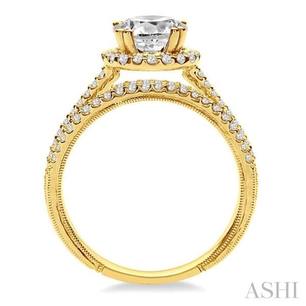 1 1 6 Ctw Diamond Engagement Ring with 5 8 Ct Round Cut Center Stone in 14K Yellow Gold Supply