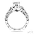 3 4 Ctw Diamond Semi-Mount Engagement Ring in 14K White Gold Hot on Sale