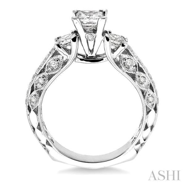 3 4 Ctw Diamond Semi-Mount Engagement Ring in 14K White Gold Hot on Sale