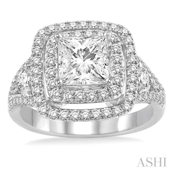 7 8 Ctw Diamond Semi-Mount Engagement Ring in 14K White Gold Discount