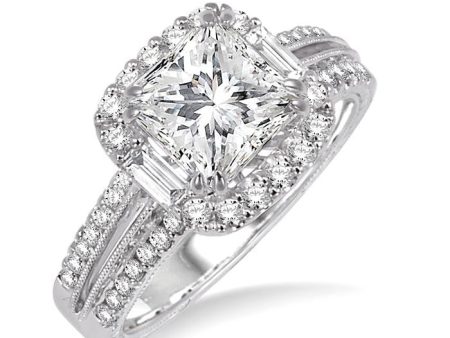 1 2 Ctw Diamond Semi-Mount Engagement Ring in 14K White Gold Fashion