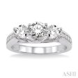 1 1 2 Ctw Diamond Engagement Ring with 1 2 Ct Round Cut Center Stone in 14K White Gold For Discount