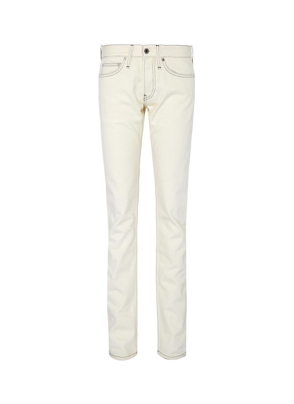 Masc Lo Drainpipe  contrast topstitching jeans - Helmut Lang - White For Sale