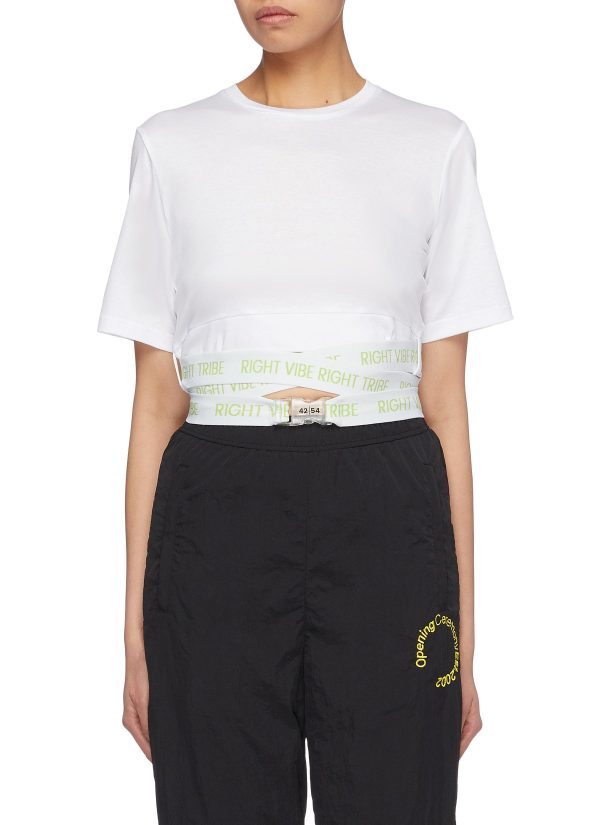 Wraparound belt cropped T-shirt - 42|54 - White Online Sale