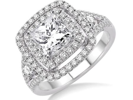 7 8 Ctw Diamond Semi-Mount Engagement Ring in 14K White Gold Discount