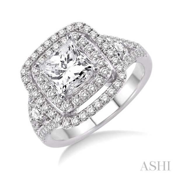 7 8 Ctw Diamond Semi-Mount Engagement Ring in 14K White Gold Discount