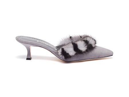 Cafmu 50  mink fur trim suede mules Hot on Sale