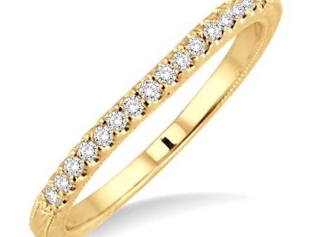 1 6 Ctw Round Cut Diamond Matching Wedding Band in 14K Yellow Gold Fashion