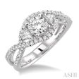 1 Ctw Diamond Engagement Ring with 5 8 Ct Round Cut Center Stone in 14K White Gold Supply