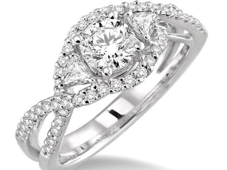 1 Ctw Diamond Engagement Ring with 5 8 Ct Round Cut Center Stone in 14K White Gold Supply