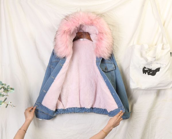 Faux Fur Collar Denim Jacket Sale