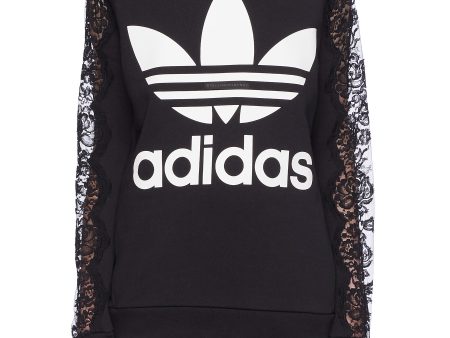 x adidas Chantilly lace sleeve logo print sweatshirt - Stella McCartney - Black For Discount