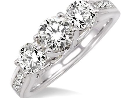 [Fulfilled by Lucky] 1 1 2 Ctw Diamond Engagement Ring with 1 2 Ct Round Cut Center Stone in 14K White Gold Online