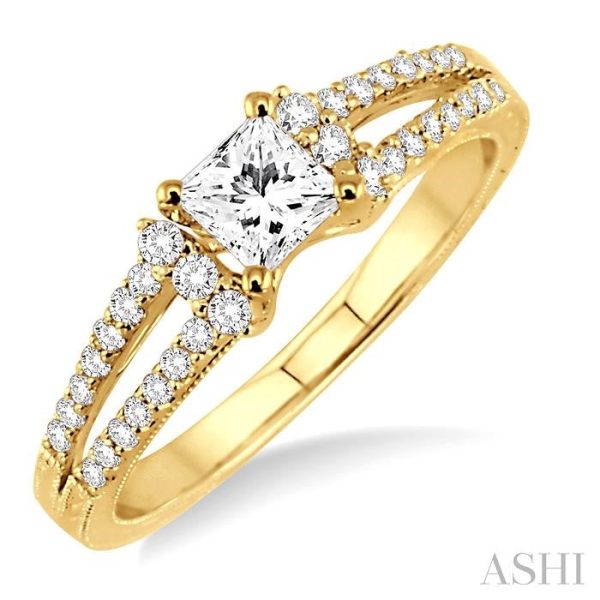 1 4 Ctw Round Cut Diamond Semi-Mount Engagement Ring in 14K Yellow Gold For Discount