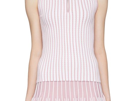 Perforated stripe knit sleeveless half-zip top - PH5 - Multi-colour Fashion