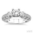 3 4 Ctw Diamond Semi-Mount Engagement Ring in 14K White Gold Hot on Sale