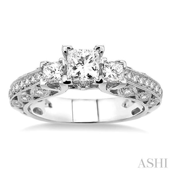 3 4 Ctw Diamond Semi-Mount Engagement Ring in 14K White Gold Hot on Sale