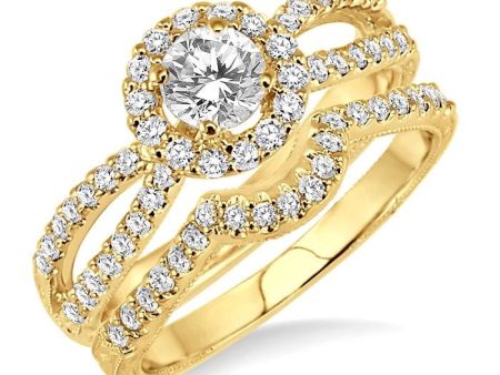 7 8 Ctw Diamond Wedding Set with 3 4 Ctw Round Cut Engagement Ring and 1 6 Ctw Wedding Band in 14K Yellow Gold Online now