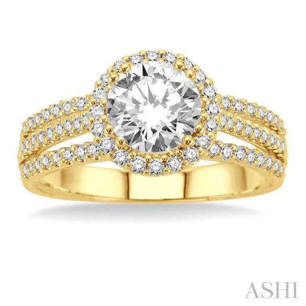 1 1 6 Ctw Diamond Engagement Ring with 5 8 Ct Round Cut Center Stone in 14K Yellow Gold Supply