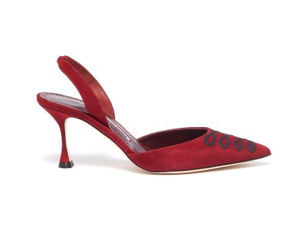 Bordosli  contrast loop suede slingback pumps Online Hot Sale