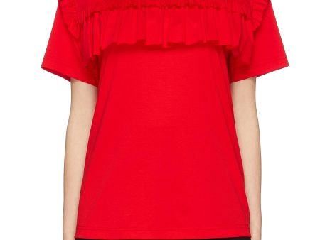 Tiered ruffle yoke T-shirt - SHUSHU TONG - Red Fashion