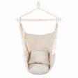 Hammock Chair Distinctive Cotton Canvas Hanging Rope Chair with Pillows Beige Online Sale