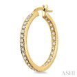 1 2 Ctw Round Cut Diamond Hoop Earrings in 14K Yellow Gold on Sale