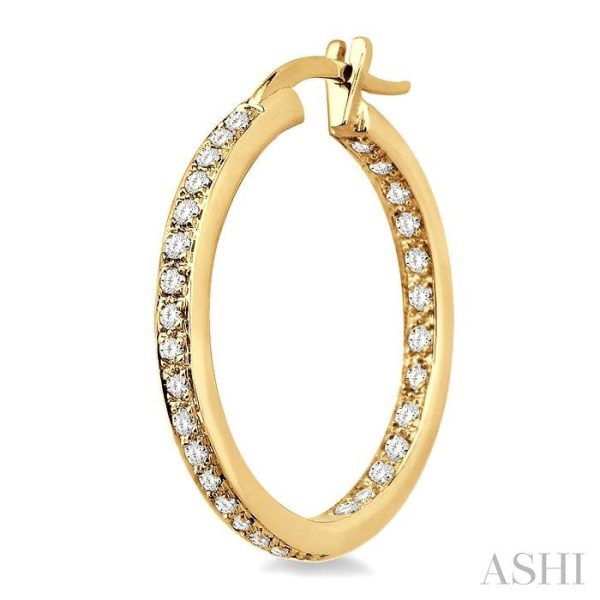 1 2 Ctw Round Cut Diamond Hoop Earrings in 14K Yellow Gold on Sale