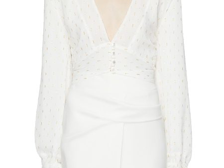 Anais  tie cutout back fil coupé crepe V-neck top - Elissa McGowan - White Online now