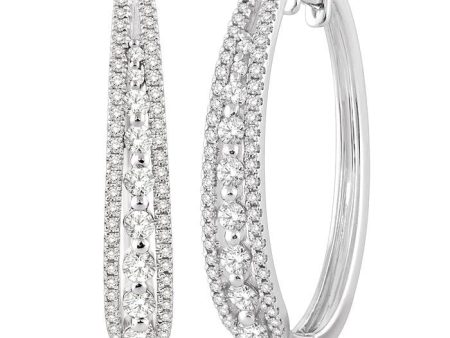 1 Ctw Round Cut Diamond Earrings in 14K White Gold on Sale