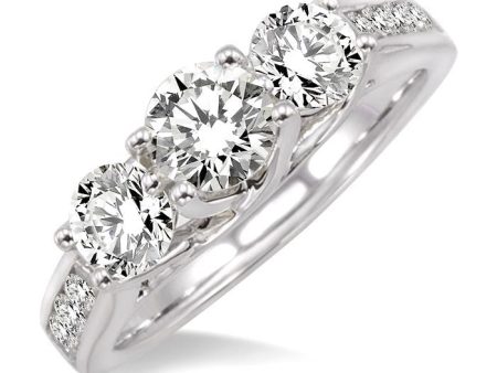 1 1 2 Ctw Diamond Engagement Ring with 1 2 Ct Round Cut Center Stone in 14K White Gold For Discount