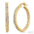 1 2 Ctw Round Cut Diamond Hoop Earrings in 14K Yellow Gold on Sale