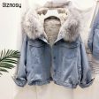 Faux Fur Collar Denim Jacket Sale