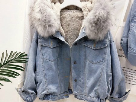 Faux Fur Collar Denim Jacket Sale