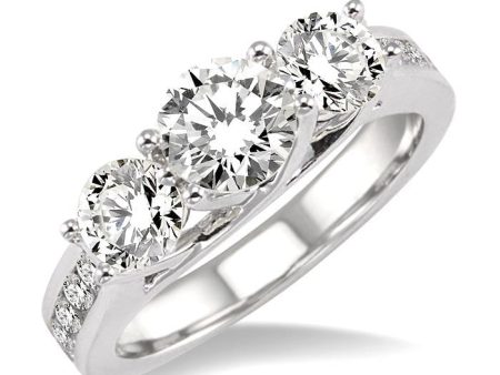 2 Ctw Diamond Engagement Ring with 3 4 Ct Round Cut Center Stone in 14K White Gold Cheap