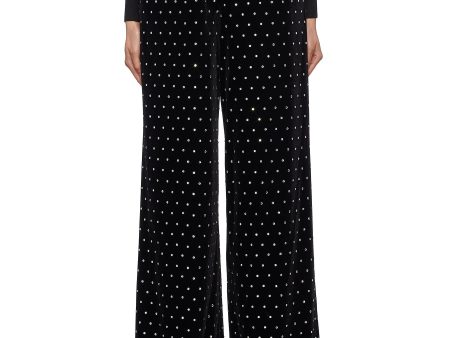 Strass velvet wide leg pants - self-portrait - Black Cheap